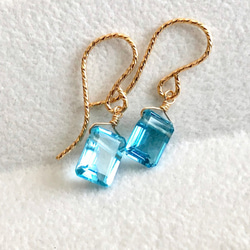 K14GF Swiss Blue Topaz Earrings 第1張的照片