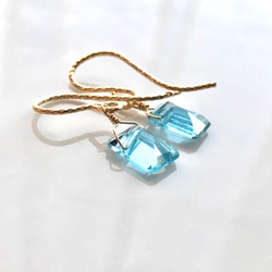 K14GF Swiss Blue Topaz Earrings 第3張的照片