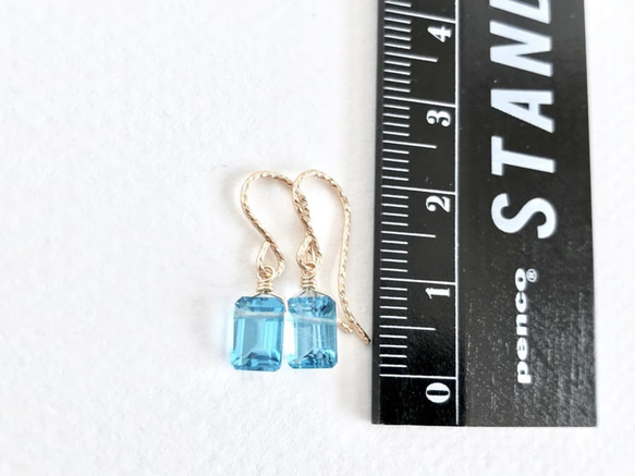 K14GF Swiss Blue Topaz Earrings 第4張的照片