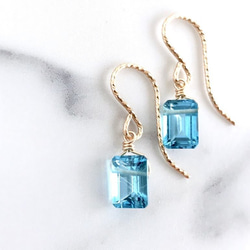 K14GF Swiss Blue Topaz Earrings 第7張的照片