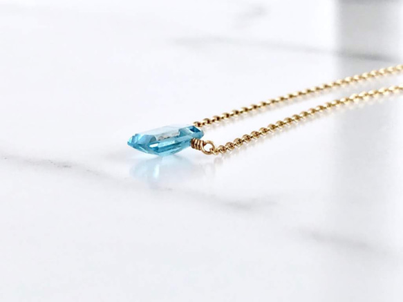 K14GF Swiss Blue Topaz Necklace 第2張的照片