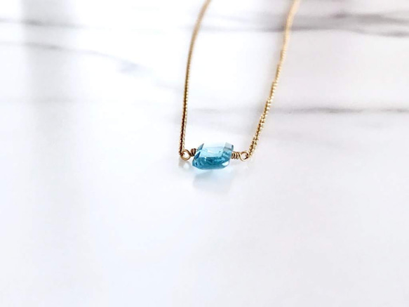 K14GF Swiss Blue Topaz Necklace 第8張的照片