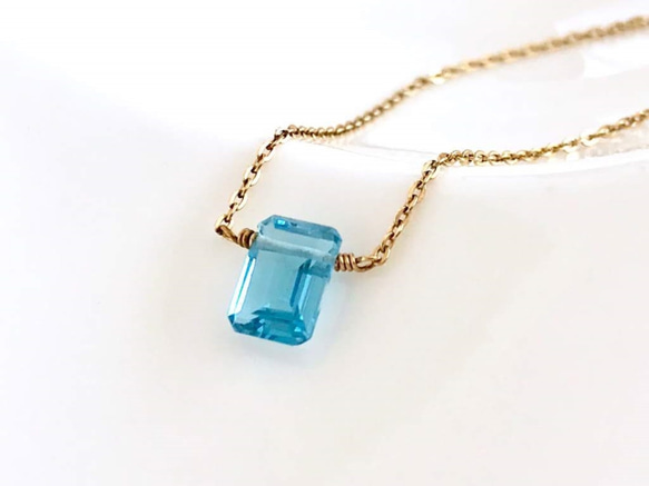 K14GF Swiss Blue Topaz Necklace 第9張的照片