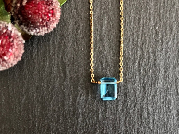 K14GF Swiss Blue Topaz Necklace 第10張的照片