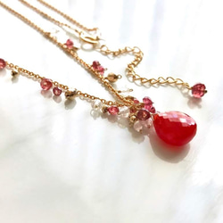 K14GF Red Orange Carnelian Necklace 第3張的照片