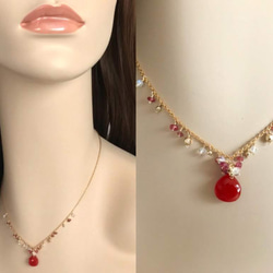 K14GF Red Orange Carnelian Necklace 第5張的照片