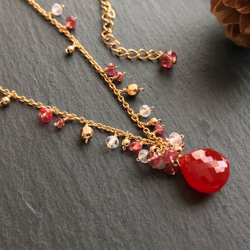 K14GF Red Orange Carnelian Necklace 第7張的照片