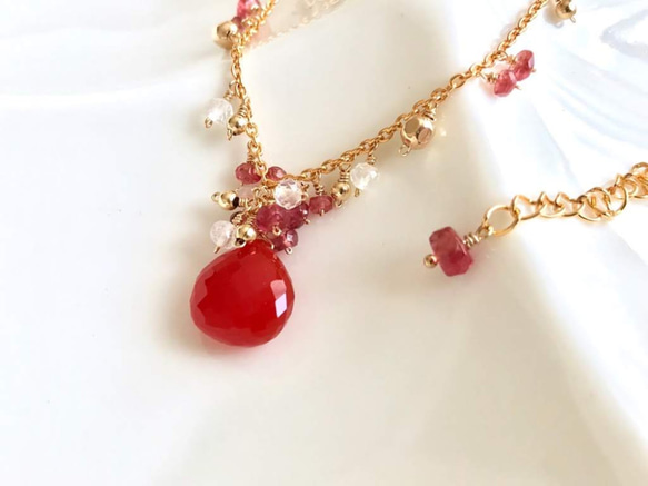 K14GF Red Orange Carnelian Necklace 第10張的照片