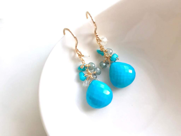 K14GF Turquoise Earrings 第1張的照片