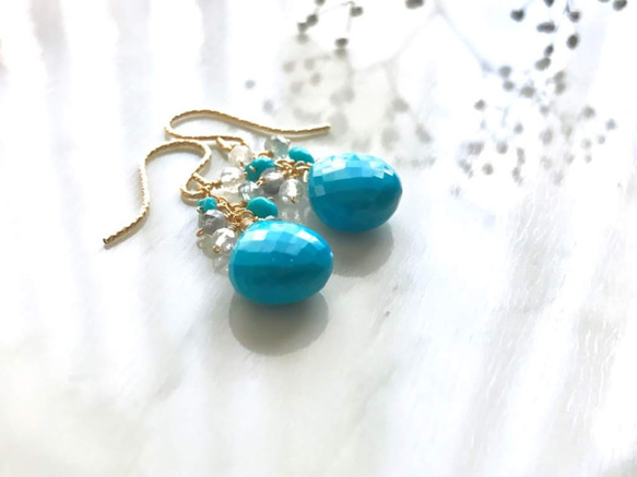 K14GF Turquoise Earrings 第3張的照片