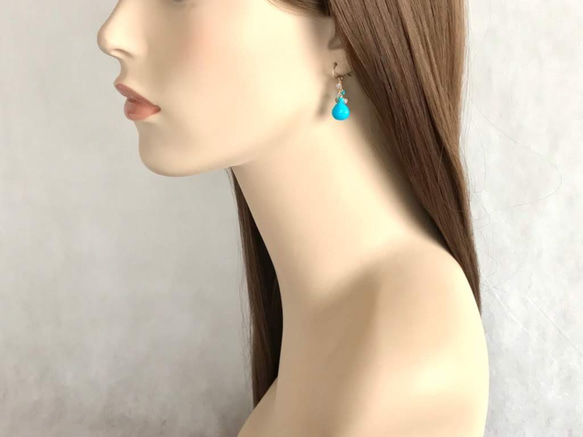 K14GF Turquoise Earrings 第4張的照片