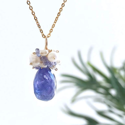 K14GF Large tanzanite necklace charm 第1張的照片