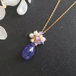 K14GF Large tanzanite necklace charm 第2張的照片