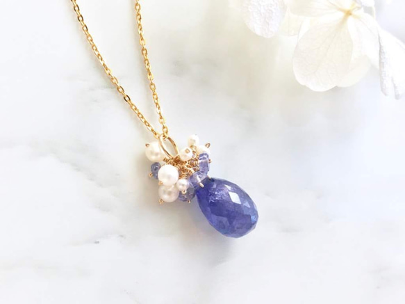 K14GF Large tanzanite necklace charm 第6張的照片