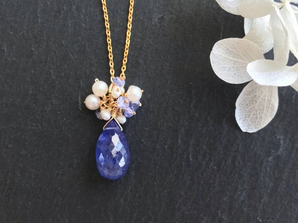 K14GF Large tanzanite necklace charm 第7張的照片