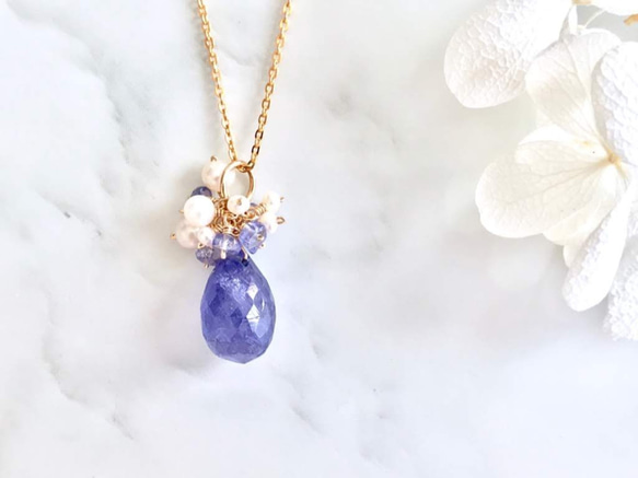 K14GF Large tanzanite necklace charm 第9張的照片