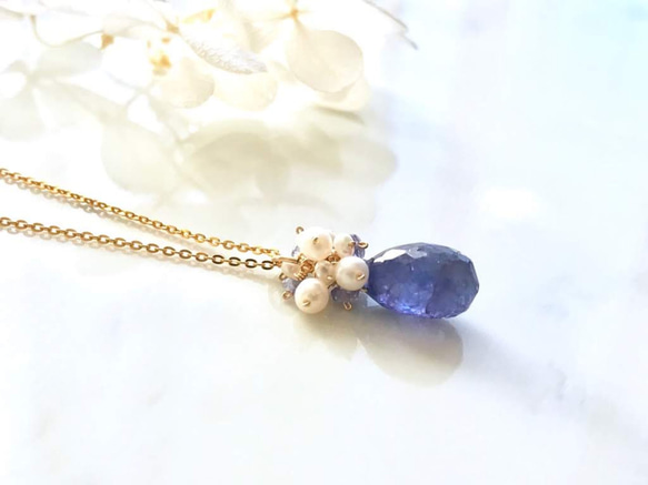 K14GF Large tanzanite necklace charm 第10張的照片