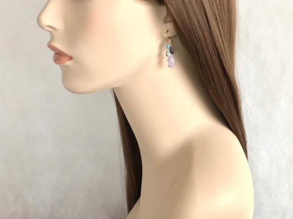 K14GF Large grain Scorolite earrings 第5張的照片