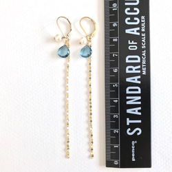 K14GF London blue topaz and long chain changeable earrings 第4張的照片