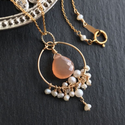 K14GF Orange moonstone necklace 第2張的照片