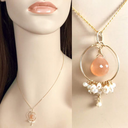 K14GF Orange moonstone necklace 第5張的照片