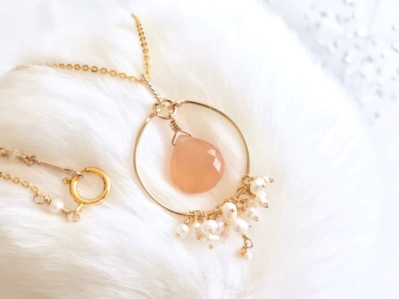 K14GF Orange moonstone necklace 第6張的照片