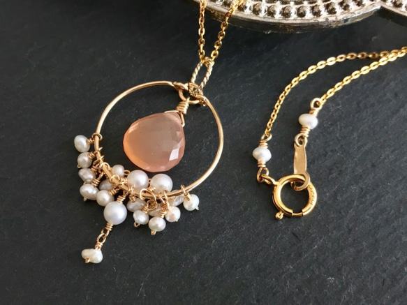 K14GF Orange moonstone necklace 第9張的照片