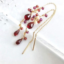 K14GF Garnet delicate American earrings 第1張的照片