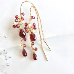 K14GF Garnet delicate American earrings 第10張的照片