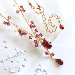 K14GF garnet delicate necklace 第1張的照片