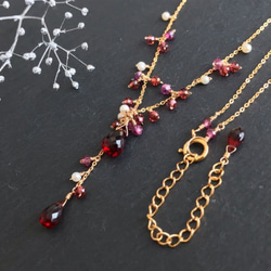 K14GF garnet delicate necklace 第2張的照片