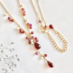 K14GF garnet delicate necklace 第6張的照片