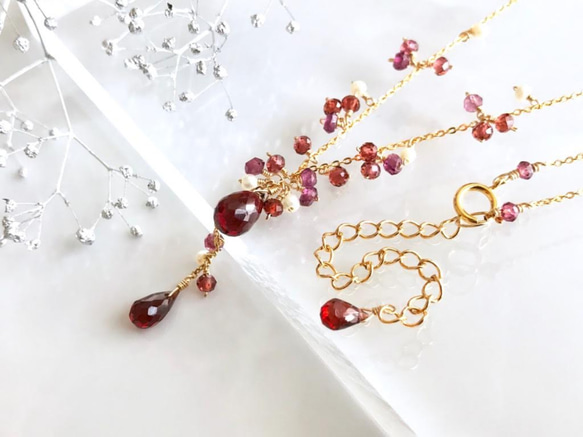 K14GF garnet delicate necklace 第10張的照片