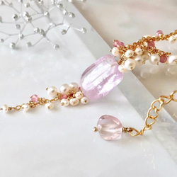 K14GF Kunzite and freshwater pearl necklace 第3張的照片