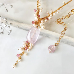 K14GF Kunzite and freshwater pearl necklace 第8張的照片