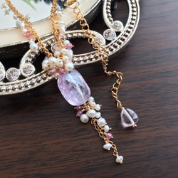 K14GF Kunzite and freshwater pearl necklace 第9張的照片