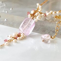 K14GF Kunzite and freshwater pearl necklace 第10張的照片