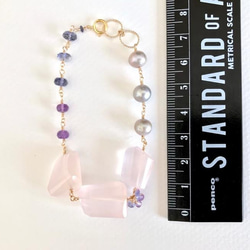 K14GF Rose quartz and Iolite · Amethyst bracelet 第4張的照片