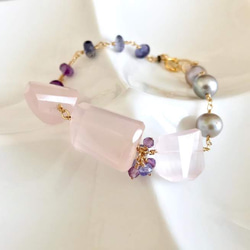 K14GF Rose quartz and Iolite · Amethyst bracelet 第7張的照片