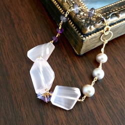 K14GF Rose quartz and Iolite · Amethyst bracelet 第8張的照片