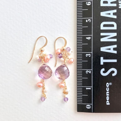 K14GF Ametrine and freshwater pearl earrings 第4張的照片