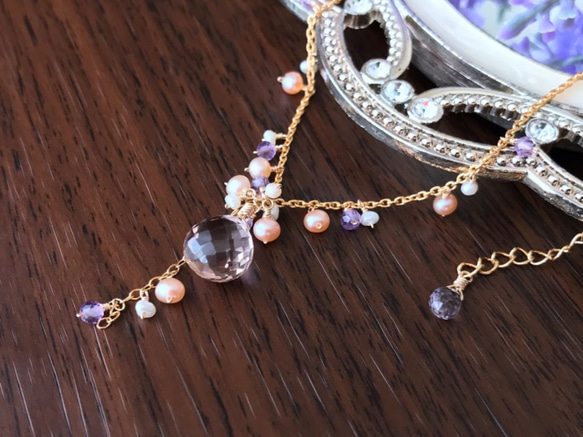 K14GF Ametrine and freshwater pearl necklace 第2張的照片