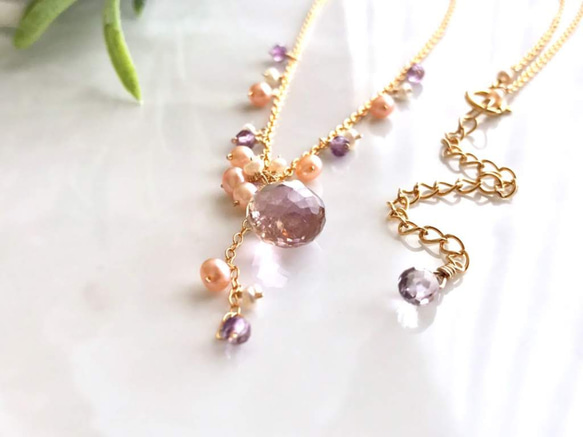 K14GF Ametrine and freshwater pearl necklace 第8張的照片