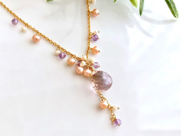 K14GF Ametrine and freshwater pearl necklace 第9張的照片