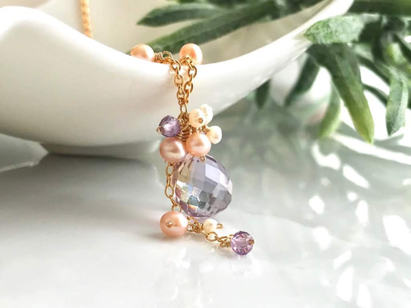 K14GF Ametrine and freshwater pearl necklace 第10張的照片