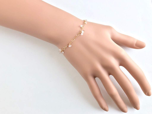 K14GF Herkimer diamonds simple bracelet 第5張的照片