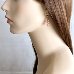 K14GF Deep Rose Quartz Earrings 第5張的照片