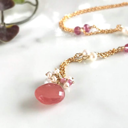 K14GF Inca Rose (Rhodochrosite) and Freshwater Pearl Necklac 第9張的照片