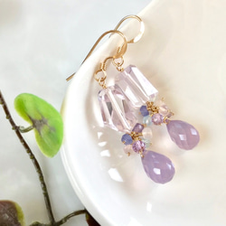 K14GF Pink Amethyst and Lavender Chalcedony Earrings 第7張的照片