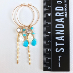 K14GF Sleeping Beauty Turquoise and MOP Hoop Earrings 第4張的照片